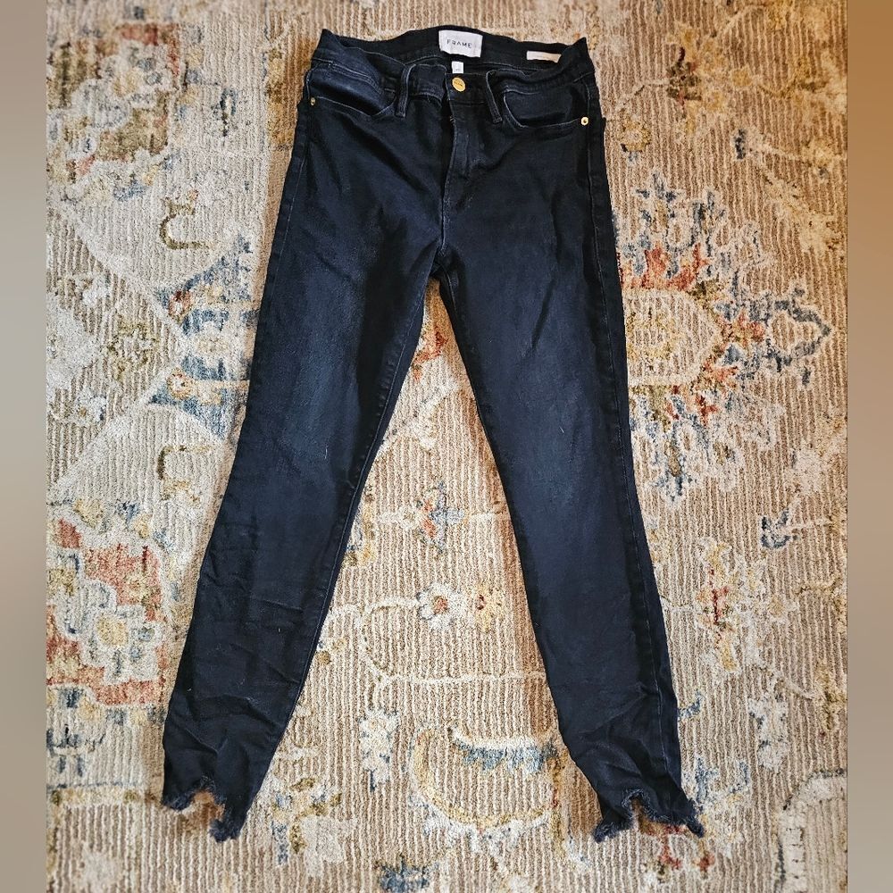 Frame denim sz 27 with raw hem, le high skinny,  26" inseam